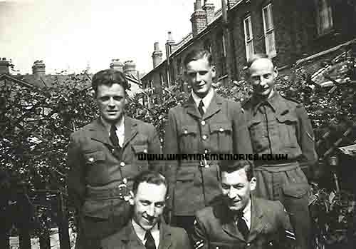 Terry's wedding day, friends George, Frank Farr, Peter Williams and Pete Lashley (Lower right) who was killed in action 3 weeks later